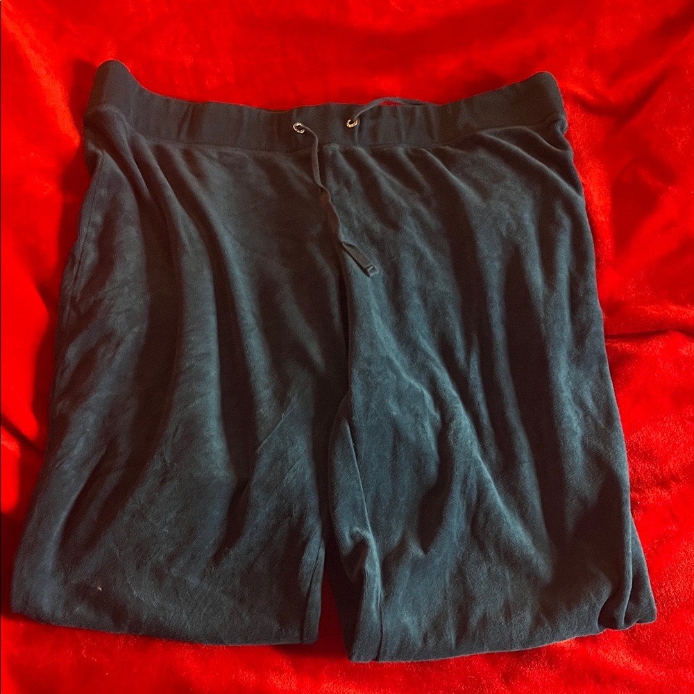 Dark Blue Drawstring velvet sweat pant